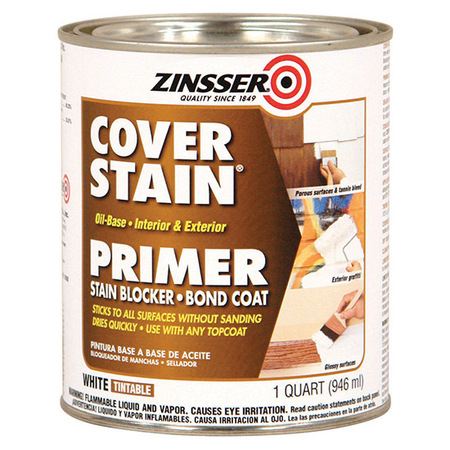 ZINSSER 1 Qt White Cover-Stain Oil-Based Stain Block Primer 03504